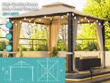 ZUN 10*10 FT Softtop Metal Gazebo with Mosquito Net&Sunshade Curtains,Sturdy Heavy Duty Double Roof W2259P147363