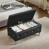 Upholstered Storage Ottoman Bench For Bedroom End Of Bed Faux Leather Rectangular Storage Benches W2268P146691