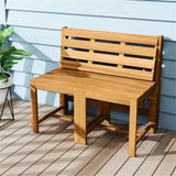3-in-1 Convertible Outdoor Acacia Wood Furniture - Loveseat Table & Chairs Set Plant 85584061