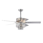 ZUN Dual Crystal Lamp Shade Crystal Ceiling Fan with Lights Fandelier Chandelier W1592P160485