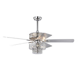 ZUN Dual Crystal Lamp Shade Crystal Ceiling Fan with Lights Fandelier Chandelier W1592P160485