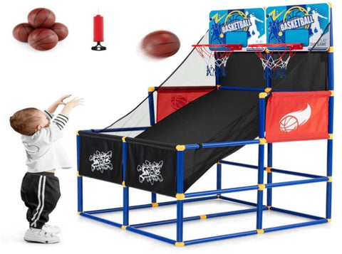 Dual Shot Kids Basketball Arcade Game - 2 Backboards4 PVC BallsPump, 3 Ages, BlackBlueRed 97311836