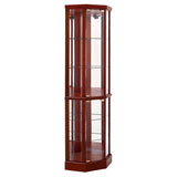 6 Shelf Lighted Corner Curio Cabinet with Adjustable Tempered Glass Shelves and Mirror Back, W1693P170931