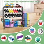 ZUN Yoga mat holder, yoga mat storage rack, home gym storage strap hook and wheels black（No shipping on 96859839