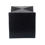 ZUN 14.25" Black Concrete Side Table with Rustic Hand-Carved Texture and Unique Symmetric Form – N767P192096B