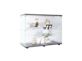 Two-door Glass Display Cabinet 2 Shelves with Door, Floor Standing Curio Bookshelf for Living Room W1806104442