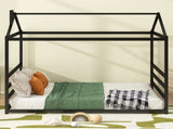 Metal House Shape Platform Bed, Black, Queen MF314071AAB