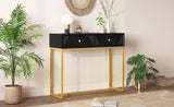TREXM Modern Sleek Console Table Two Drawers with Stripe Design for Living Room and Entryway N715P201976B