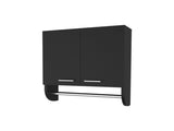 Black Medicine Cabinet with Towel Bar B062P252173