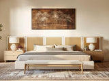 Capri Extended Headboard Cane Platform Bed, Antique White Polyester B2719P385740