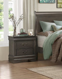 Classic Louis Philippe Style Stained Gray Finish 1pc Nightstand of 2x Drawers Traditional Design B01153386