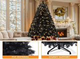 6ft Pre-Lit Artificial Christmas Tree,Hinged Black Halloween Christmas Tree with 818 Branch Tips and 92258842