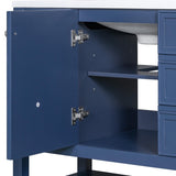 ZUN 36" Bathroom Vanity with Sink Combo, One Cabinet and Three Drawers, Solid Wood and MDF Board, Blue 36929776