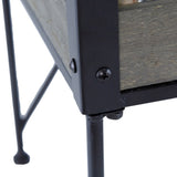 24.4x12.6x15.4" Rustic Black Trolley Cart Plant Stand, Planter W2078P322246