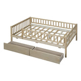 Full Size Daybed Wood Bed with Two Drawers, Natural WF301868AAN