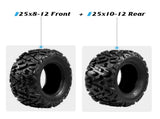 Complete Set of 4 All Terrain ATV UTV Tires 25x8-12 Front & 25x10-12 Rear 6PR Tubeless 87563144