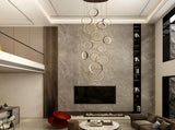 14 Ring High Ceiling Chandelier Foyer, Black Modern LED Large Staircase Long Chandeliers Light 86954996