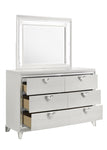 ZUN Modern Style 6-Drawer Dresser with Mirror Accent & V-Shape Handles in White B009133858