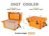 25QT Portable Cooler, Insulated Hard Cooler with Bottle Opener, Cup Holder, Forming Ruler, 5-7 Day 25861781