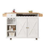 ZUN 44 Inch Kitchen Island Cart with Solid Wood Top, Wine Storage, Spice Rack, Towel Rack, Wine Glass W1801P175943