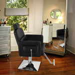 ZUN PVC Leather Cover Galvanized Square Plate With Footrest Reclining Barber Chair 300lbs Black HZ8897B 70318584