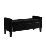 Upholstered Tufted Button Storage Bench with nails trim,Entryway Living Room Soft Padded Seat with W2186139086