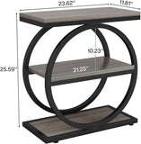 Industrial Narrow End Table with 3 Shelves - 23.6" Space-Saving Side Table, Grey Wood & Black Metal B082P356340