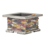 28" Concrete Wood Burning Outdoor Fire Pit Table with Lid - Stone Gray 53657.00