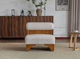Modern Boucle Lounge Chair with Solid Wood Frame and Rolled Backrest, Soft and Durable Boucle N767P256409B