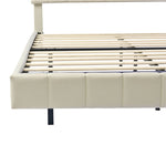 ZUN Queen Size Floating Bed Frame with LED Lights and USB Charging,Modern Upholstered Platform LED Bed WF308894AAA