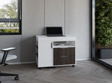 Extendable Desk, 2 Drawers, 4 Shelves, 4 Wheels B097P296841