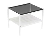 Set of 2 Rectangle End Table, Tempered Glass Tabletop with MDF layer, Modern Table for Living Room , W241P184250