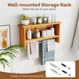 Wood Wall-Mounted Storage Shelf with Towel Bar 61664598