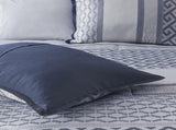 7 Piece Jacquard Comforter Set Navy Queen B03597208