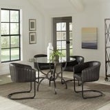 ZUN Anthracite and Matte Black Barrel Dining Chair B062P145579