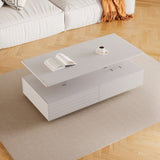 Modern White Rectangular LED Lights Coffee Table with 2 drawers in 47.2" N735P250962K