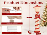 5FT Red & White Lighthouse with 110 Warm White LEDs, Fabric-Covered Christmas Light Decor, US Plug 17597569