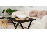4-Piece Black Rubberwood Indoor Folding TV Tray Table Set with Storage Rack 70557807