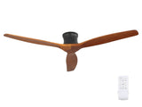 52 Inch Ceiling Fan No Light, Flush Mount Low Profile, 3 Wood Blades with Remote Control, Quite DC W934P515281