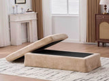 46" Wide Modern Upholstered Chenille Ottoman, Foot Stool Square Footrest with Black Metal Legs for W3098P356195