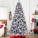 8ft Flocked Christmas Tree with 470L Colorful LED Lights with G45 ball, Realistic PEPVCHard Needle 68244348