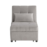 Modern Lift Top Storage Bench with Pull-out Bed 1pc Brownish Gray Velvet Tufted Solid Wood Furniture B011P170006