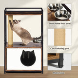 ZUN Cat tree with feeding station Cat Condo with Scratching Posts, Small Cat Tree for Indoor Cats with W1687P221425