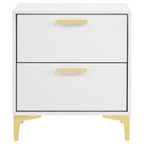 White and Gold 2-Drawer Rectangular Nightstand B062P145600