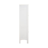 Tall Narrow Tower Freestanding Cabinet with 2 Shutter Doors 5 Tier Shelves for Bathroom, Kitchen W141260291