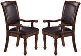 Royal Majestic Formal Set of 2 Arm Chairs Brown Color Rubberwood Dining Room Furniture Faux Leather B01180916