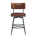 ZUN 26''Retro Swivel Counter Stools Set of 2,Brown Counter Stools with iron Frame,PU Sponge N780P199991B