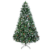 ZUN Christmas Tree 6FT 920 Branches Flocking Spray White Tree Plus Pine Cone 60548961