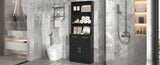 Bathroom Storage Cabinet, Cabinet with Two Doors and Drawers, Adjustable Three-layer Open N725P186645B