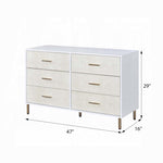 ZUN White and Champagne 6-Drawer Dresser B062P209045